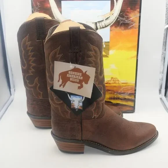 NEW ABILENE Men's 6404 12 Western Boot Antiqued Brown Bison Size 11.5 EE Wide